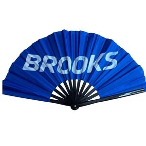 Brooks Blue Folding Hand Fan Promotional Event Accessory